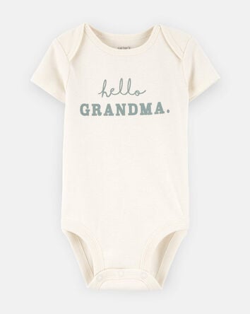 Baby Cotton Short-Sleeve Graphic Bodysuit - Ivory, 