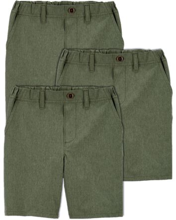 Kid 3-Pack Lightweight Uniform Shorts in Quick Dry Active Poplin, 