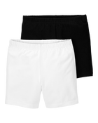 Kid 2-Pack Black/White Bike Shorts, image 1 of 3 slides