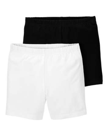 Kid 2-Pack Black/White Bike Shorts, 