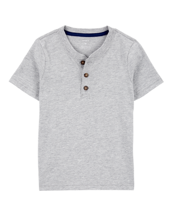 Baby Boy Short-Sleeve Henley Tee - Grey, 