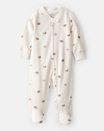 Pastry Print Cotton Long-Sleeve Snug Fit Sleep & Play Pajamas - Cream, 