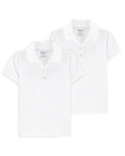 Toddler 2-Pack Pique Uniform Polo Shirts -  White, image 1 of 3 slides