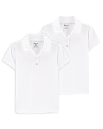Toddler 2-Pack Pique Uniform Polo Shirts -  White, 