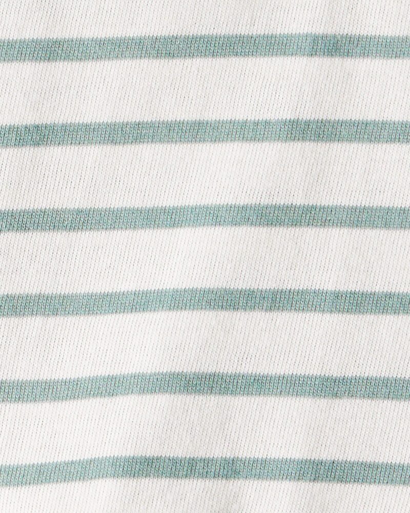 Baby Girl Striped Short-Sleeve Peplum Top - White/Green, image 2 of 3 slides