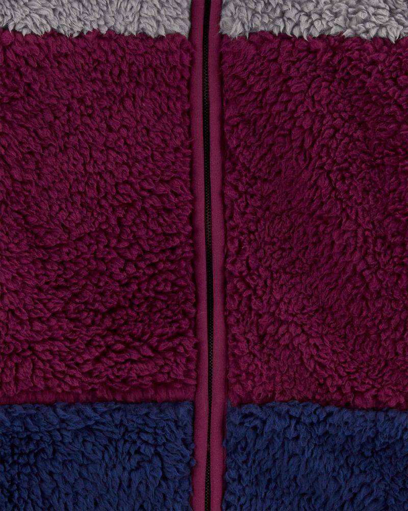 Kid Colorblock Fleece Knit Jacket - Red, image 2 of 3 slides