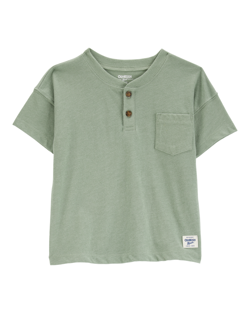 Baby Pocket Henley Tee - Green, image 1 of 3 slides