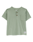 Baby Pocket Henley Tee - Green, image 1 of 3 slides