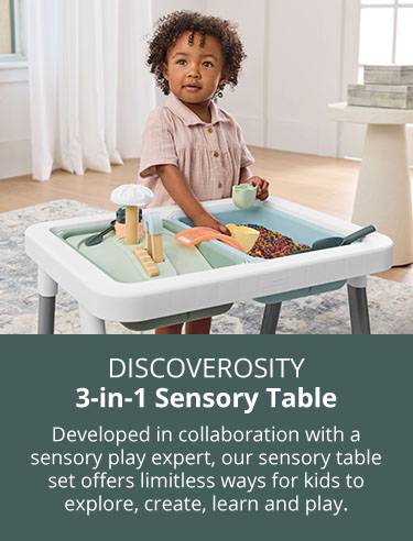 DISCOVEROSITY 3-in-1 Sensory Table Developed in collaboration with a sensory play expert, our sensory table set offers limitless ways for kids to explore, create, learn and play.