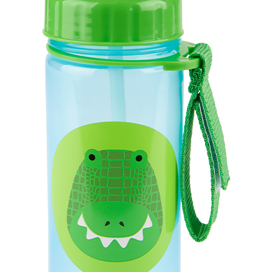 close-up of zoo Straw Bottle with easy grab strap