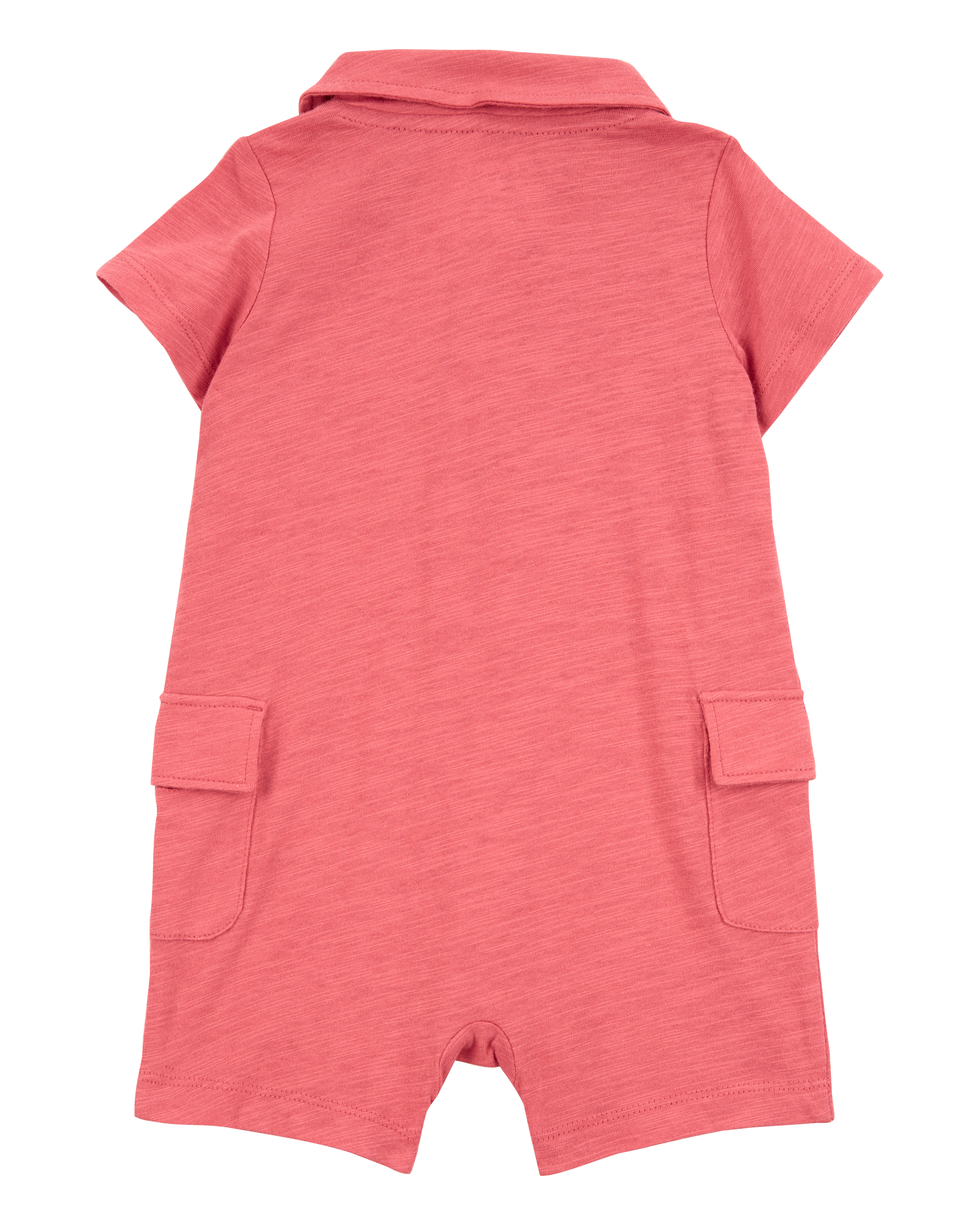 Baby Polo Cotton Romper - Red, image 2 of 4 slides