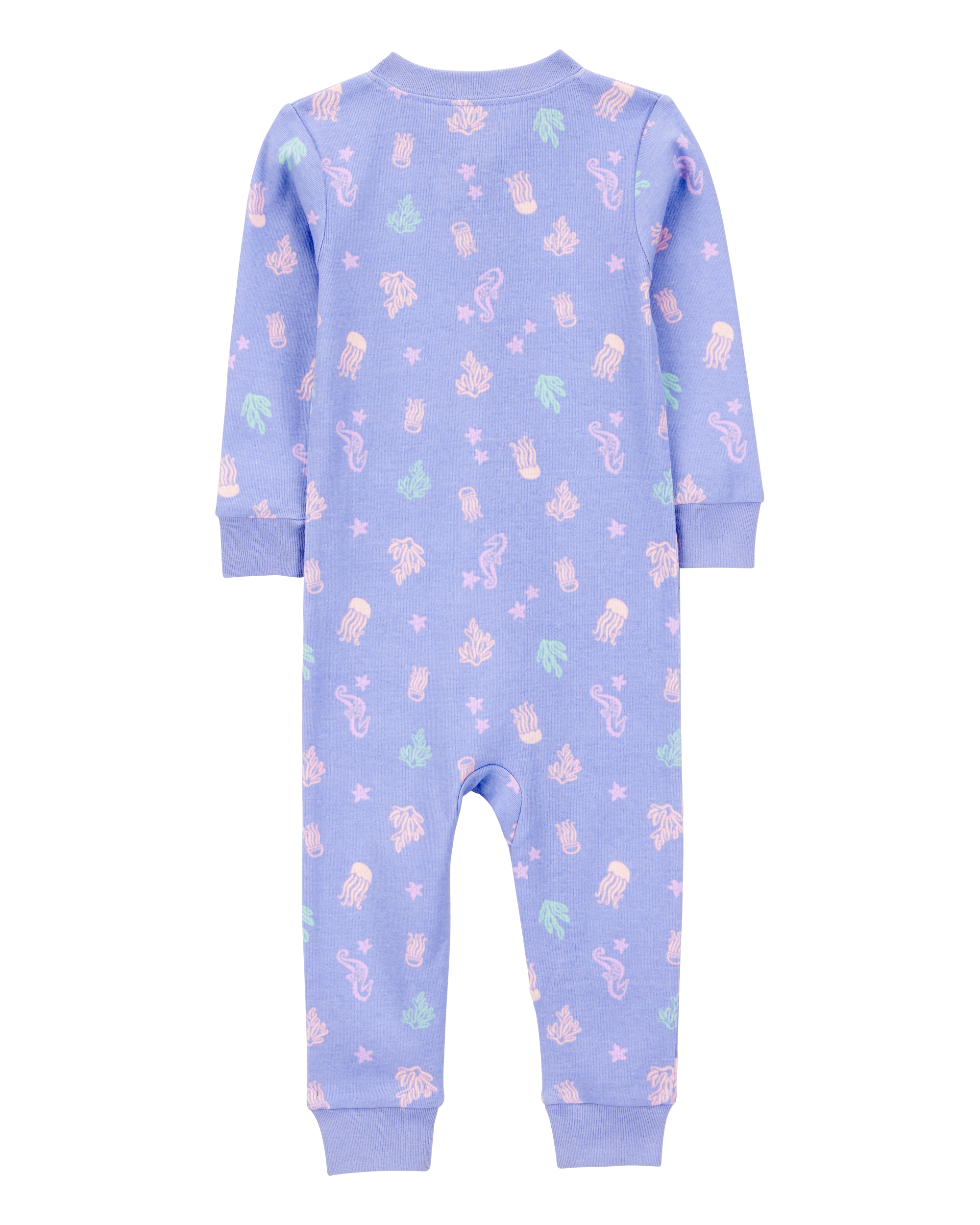 Baby Girl 1-Piece Jellyfish 100% Snug Fit Cotton Footless Pajamas - Blue, image 2 of 4 slides