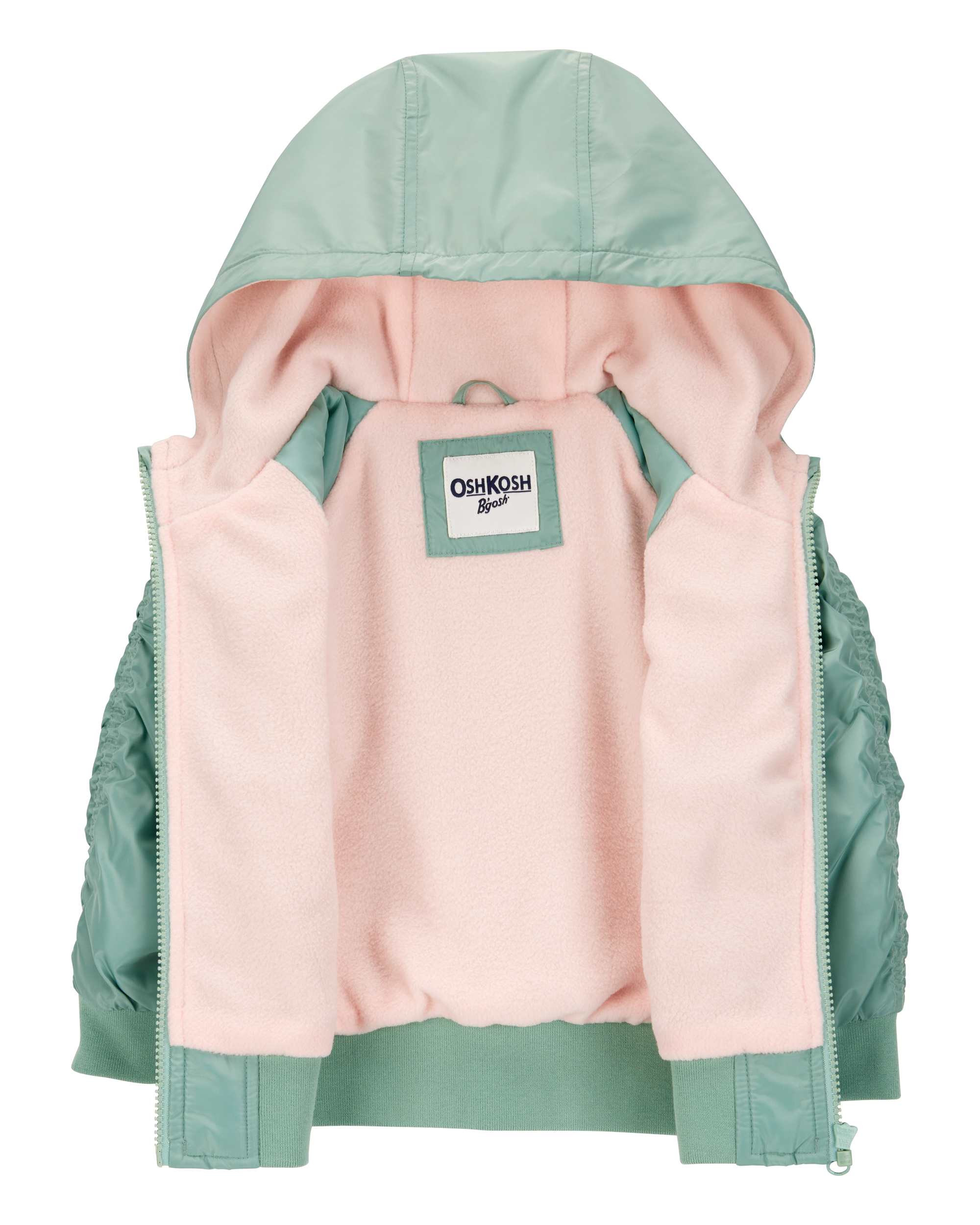 Toddler Girl Fleece-Lined Midweight Bomber Jacket - Green, image 2 of 3 slides