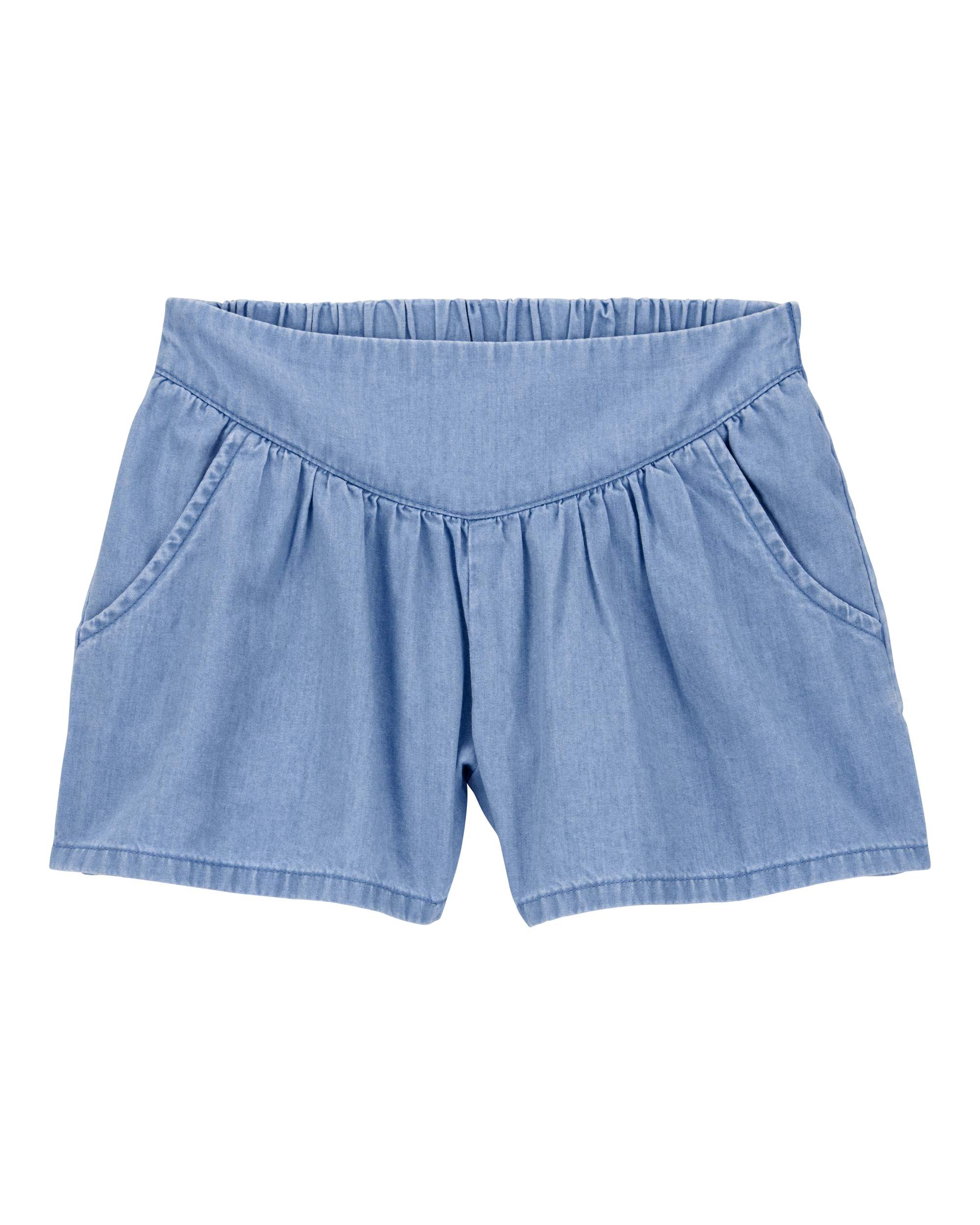Kid Chambray Pull-On Shorts - Blue, image 1 of 4 slides