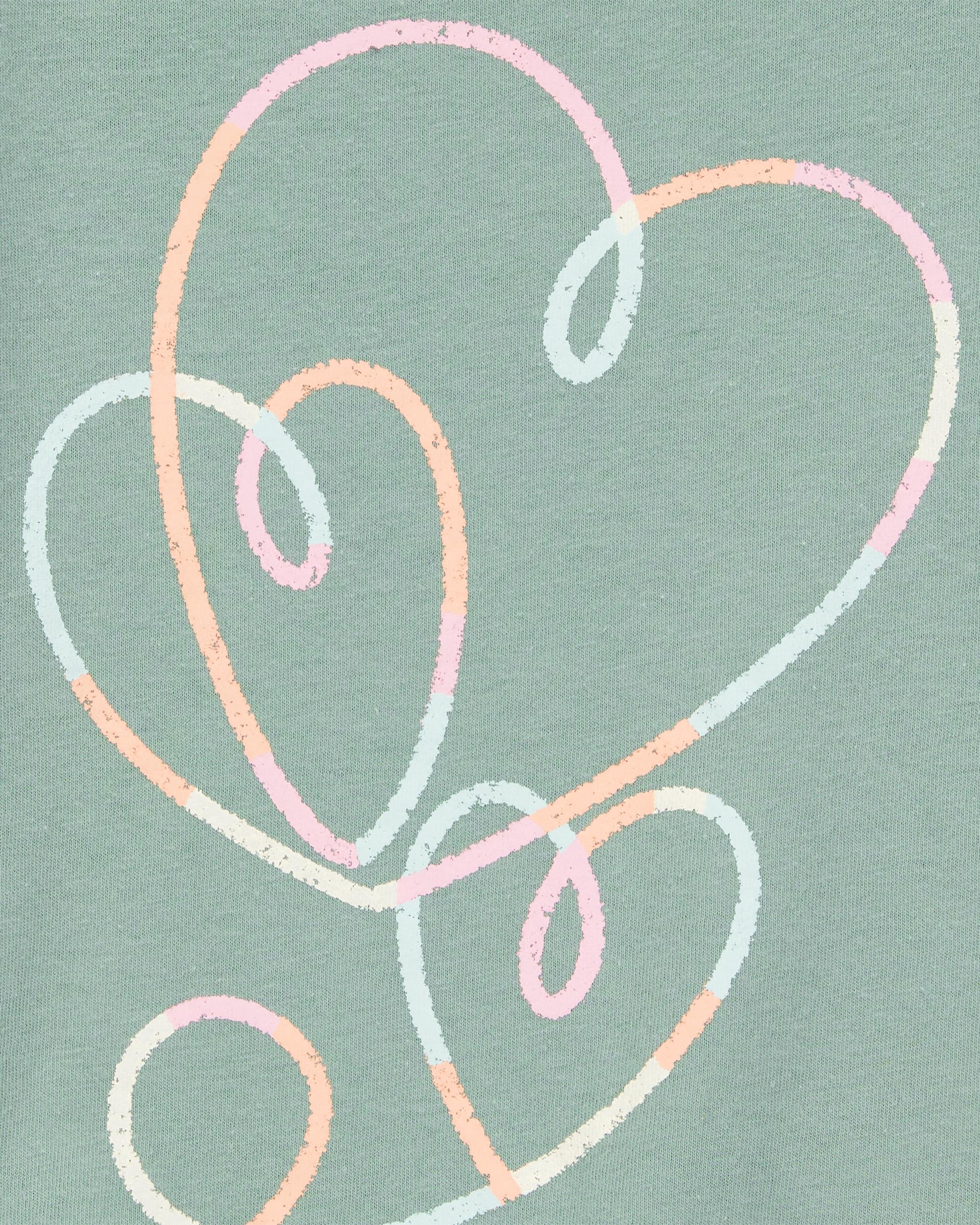 Toddler Heart-Print Short-Sleeve Graphic Tee - Green, image 2 of 3 slides