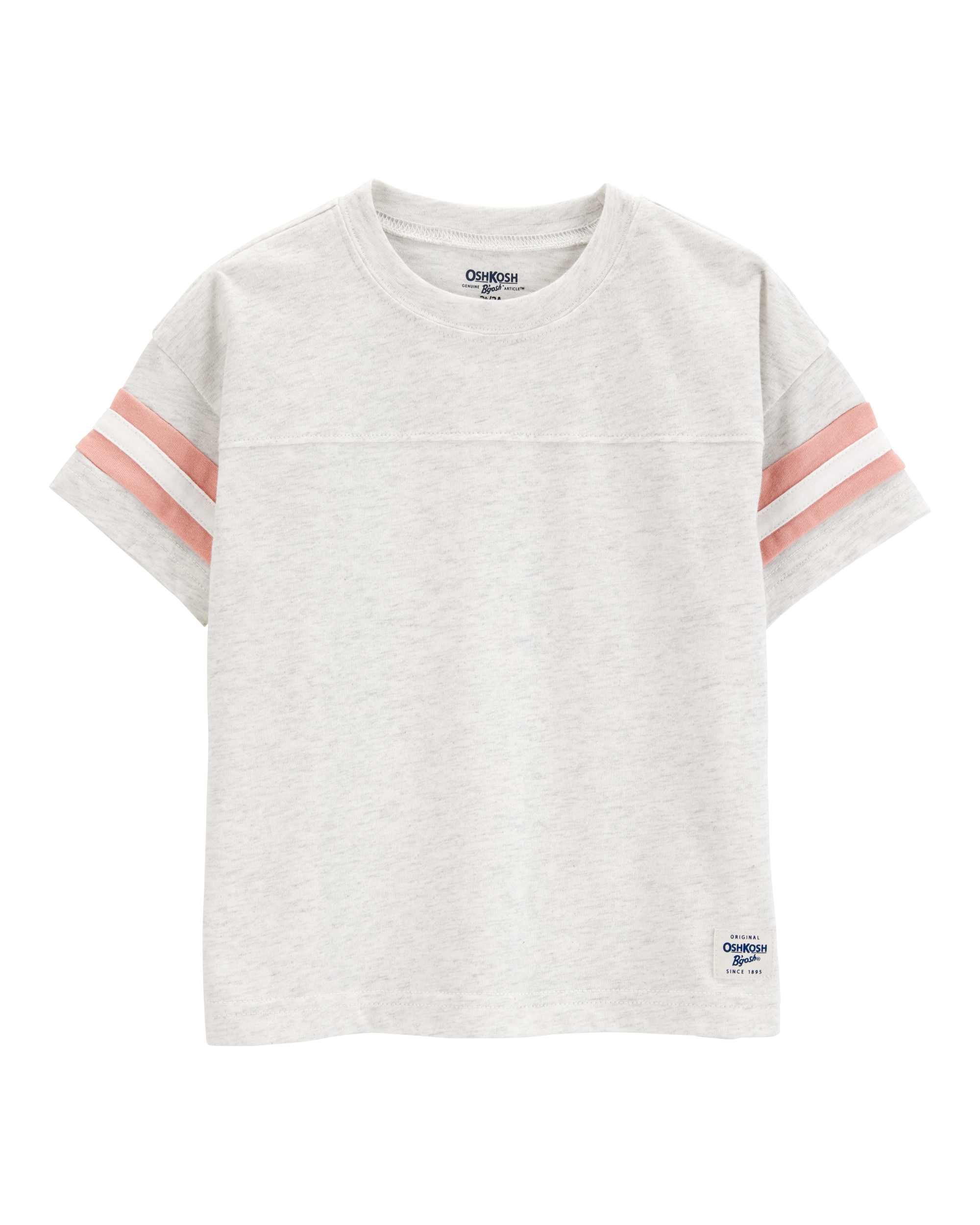 Toddler Short-Sleeve Striped Tee - Grey, image 1 of 3 slides