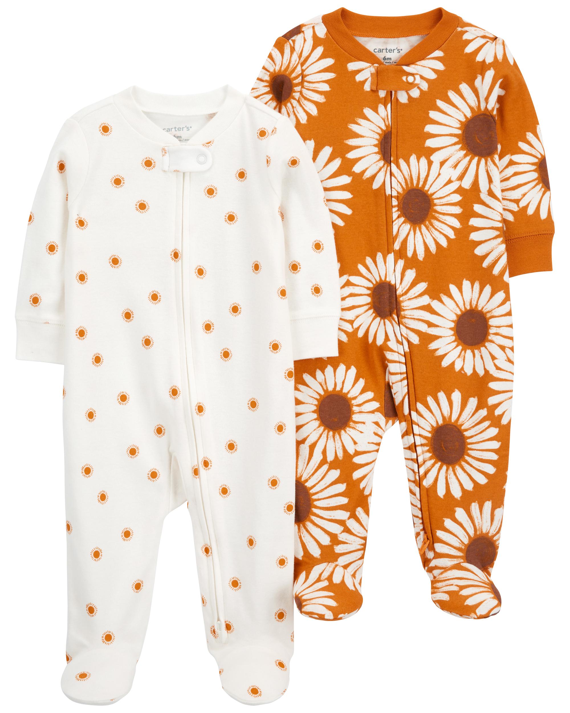 Baby 2-Pack Sunflower Zip-Up Cotton Sleep & Play Pajamas