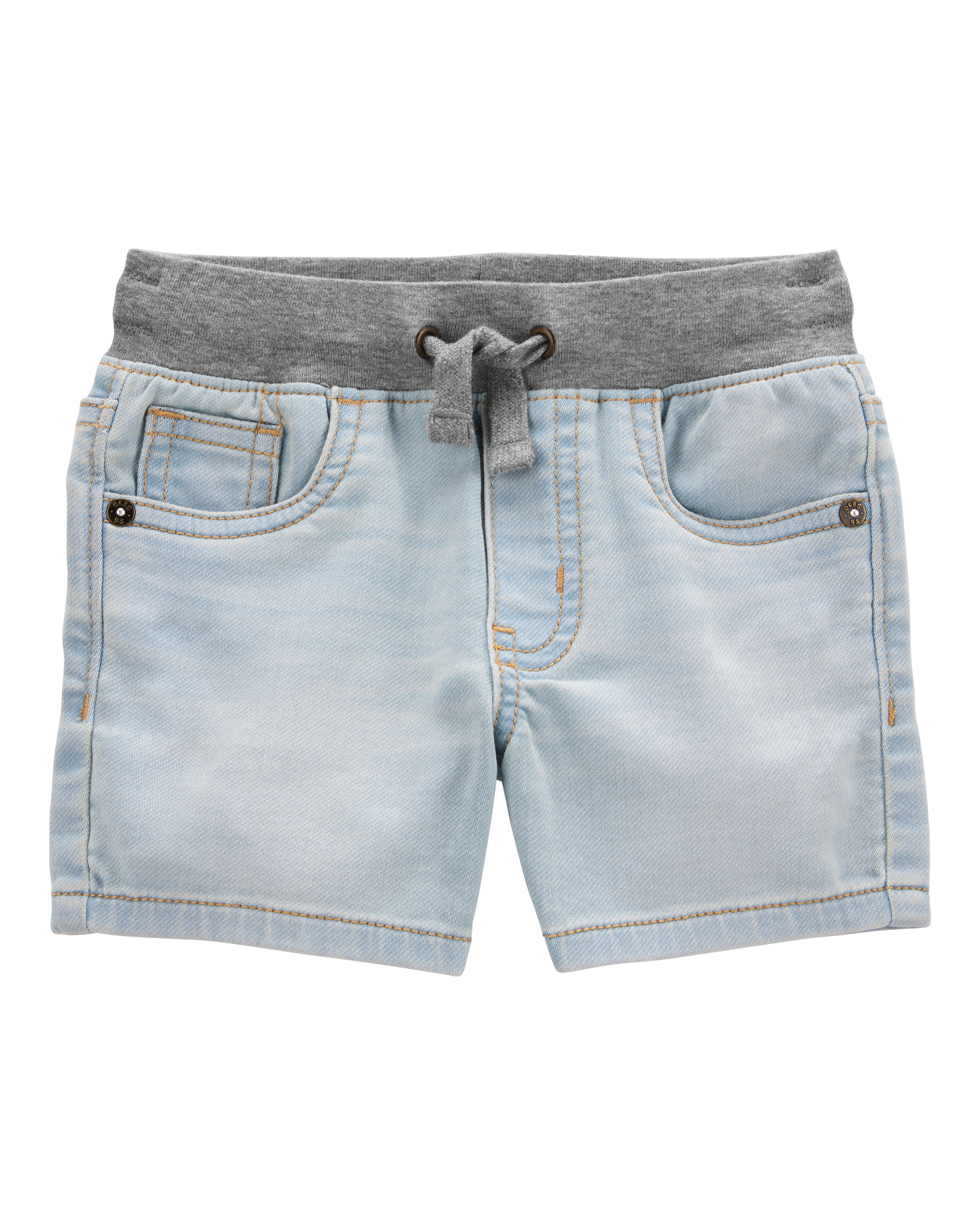 Baby Pull-On Denim Short - Light Blue Wash, image 1 of 5 slides
