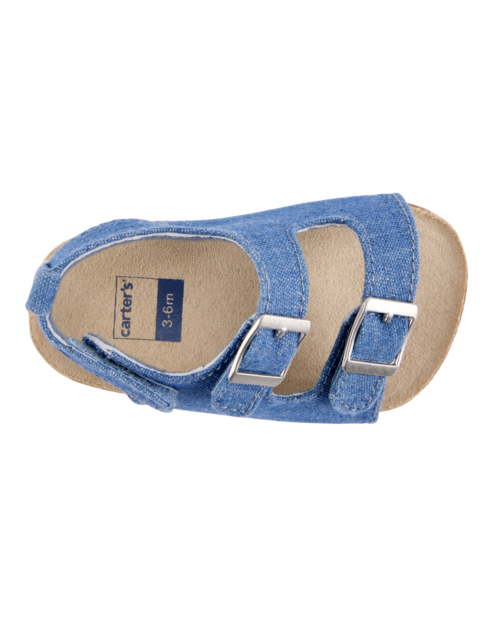 Baby Chambray Buckle Faux Cork Sandals, image 4 of 7 slides