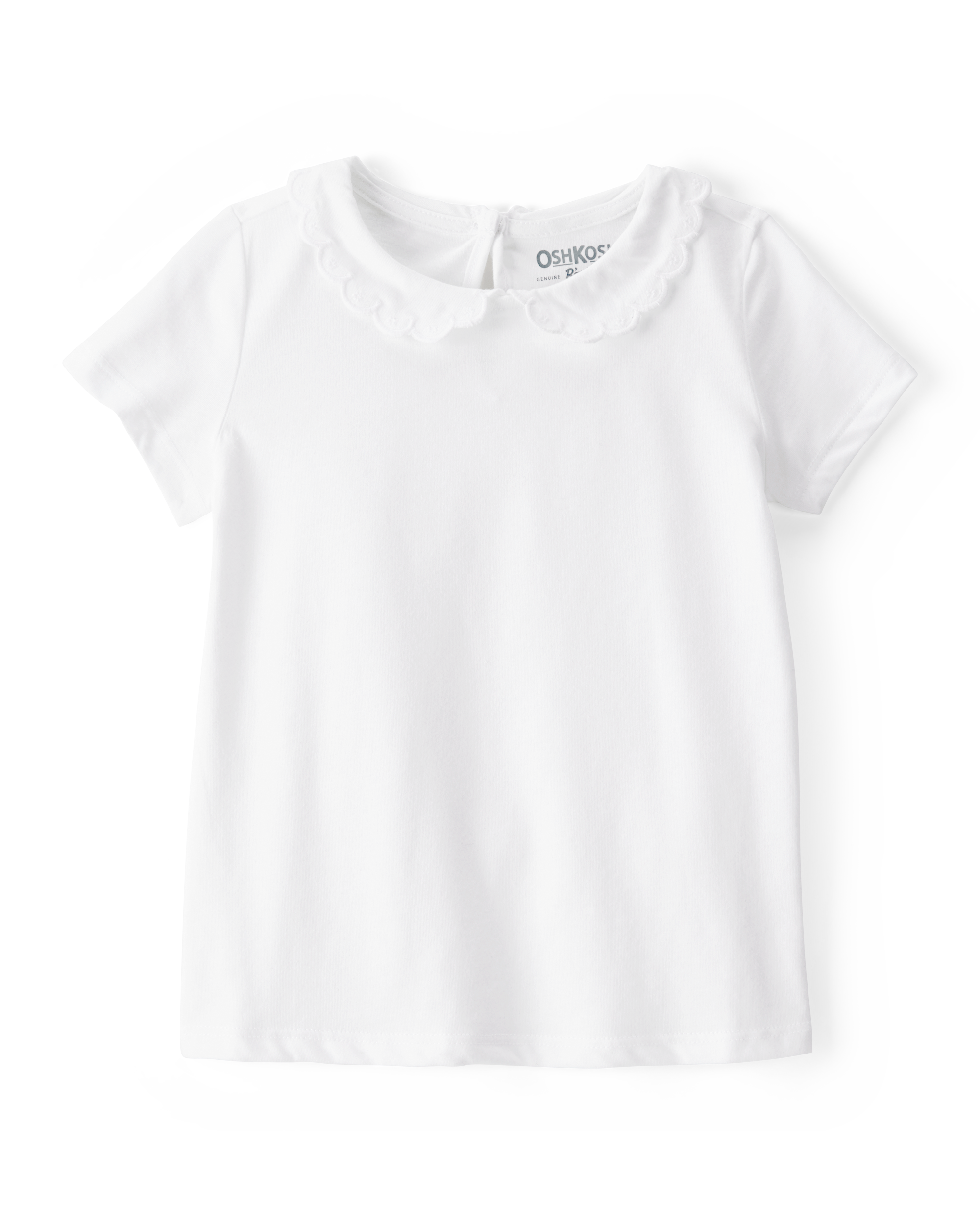 Toddler Scalloped Collar Short-Sleeve Top - White, image 1 of 4 slides