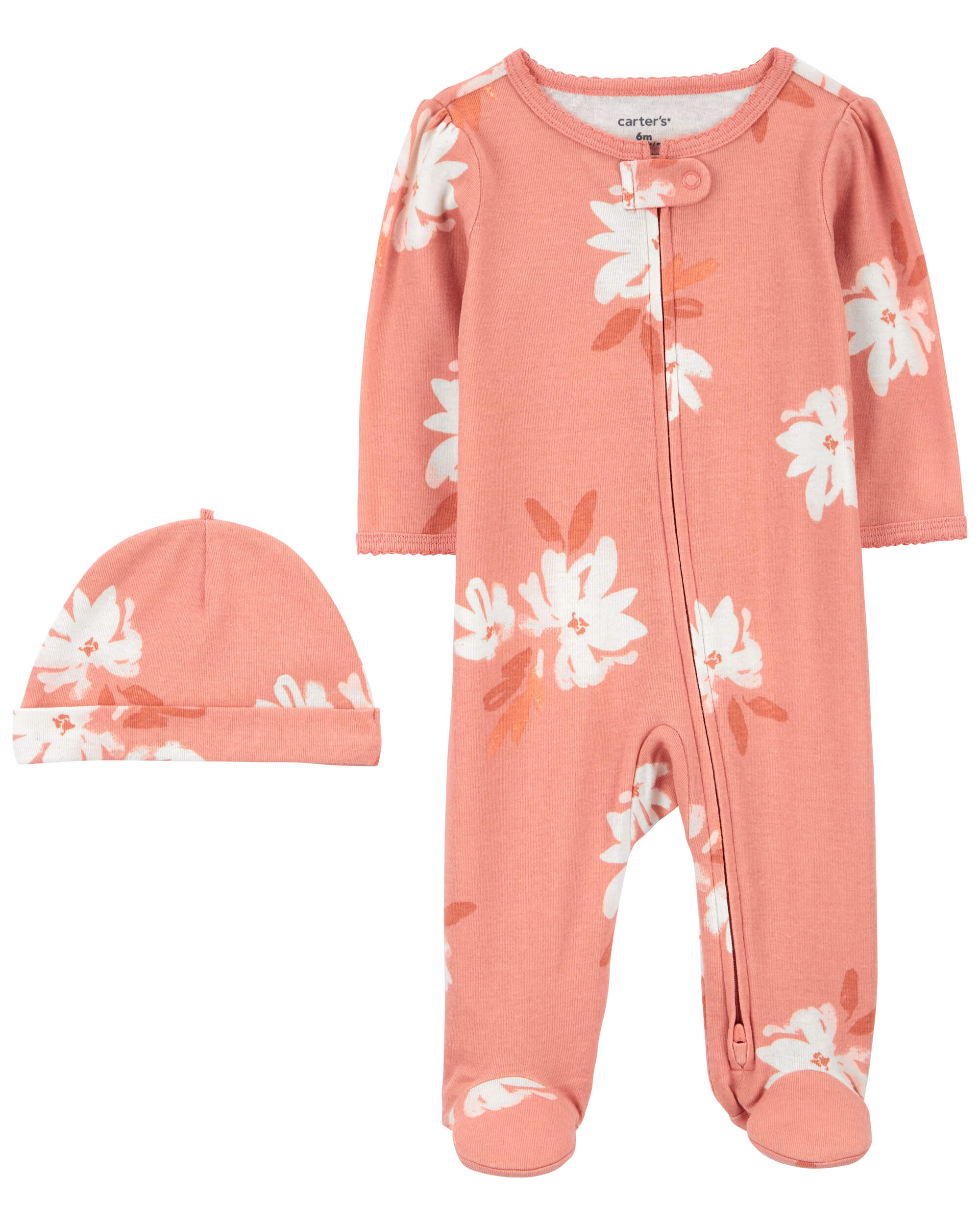 Baby 2-Piece Floral Sleep & Play Cap Set