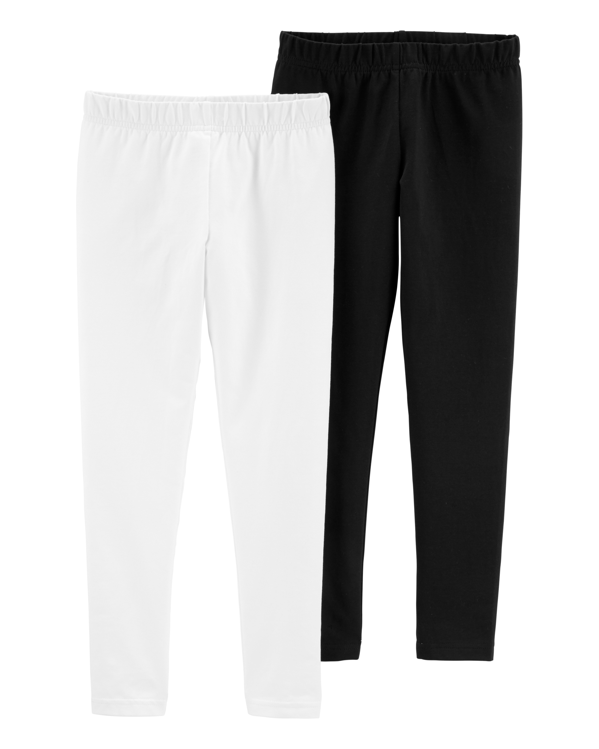 Kid 2-Pack Black & White Cotton Stretch Leggings, image 1 of 4 slides
