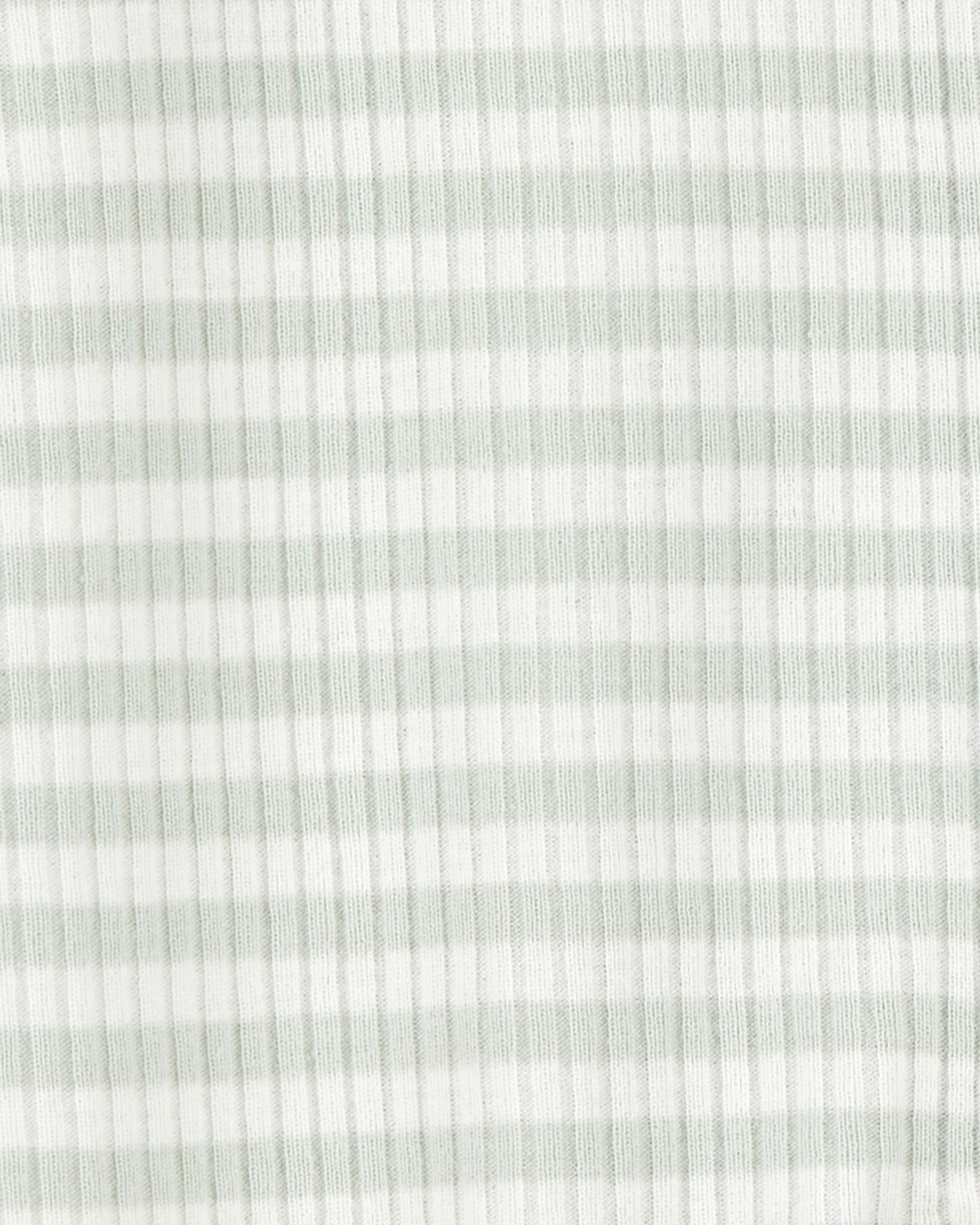 Baby Boy Striped 2-Way Zip Ribbed Sleep & Play Pajamas - Green/White, image 2 of 4 slides