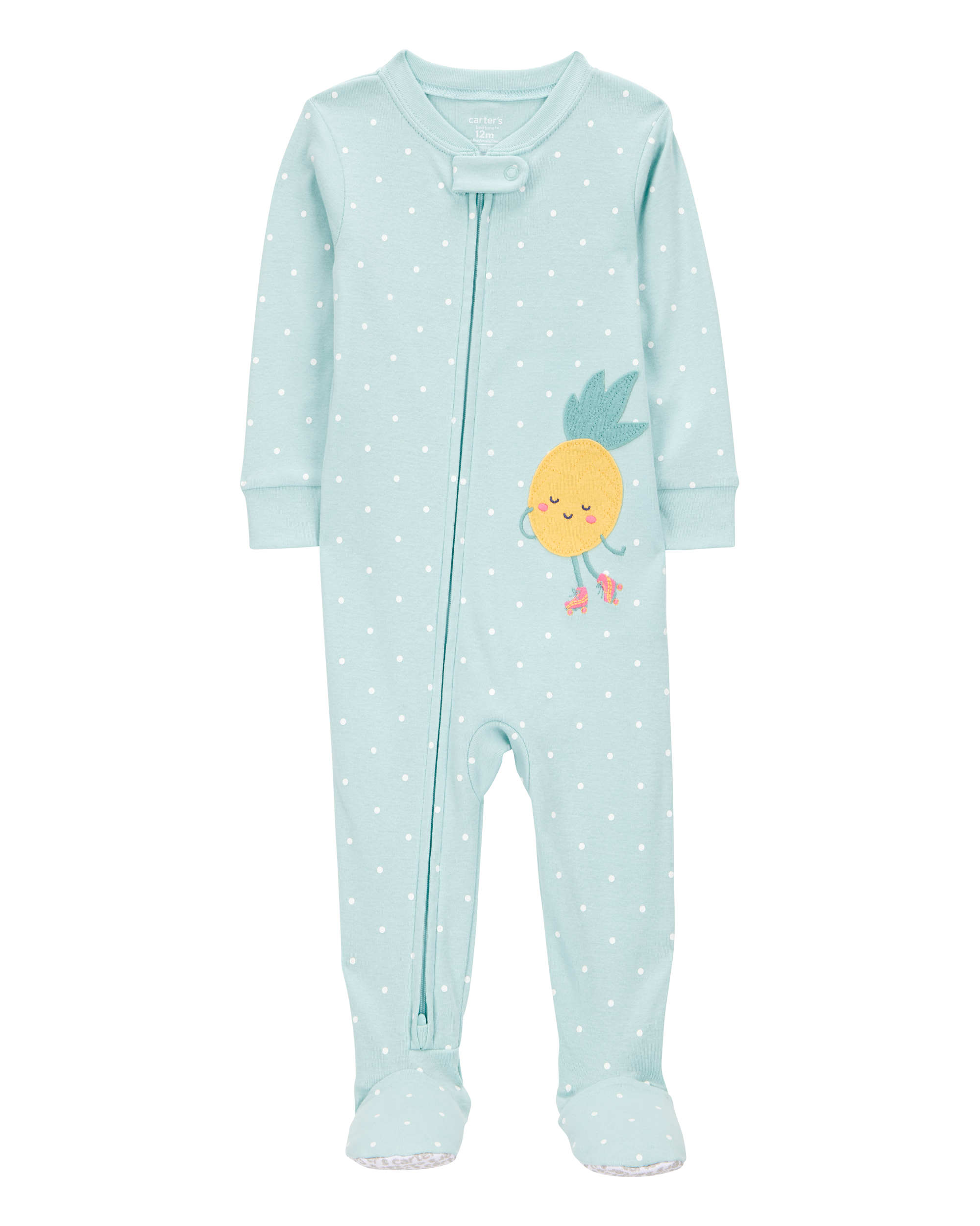 Baby Girl 1-Piece Pineapple 100% Snug Fit Cotton Footie Pajamas - Green, image 1 of 3 slides