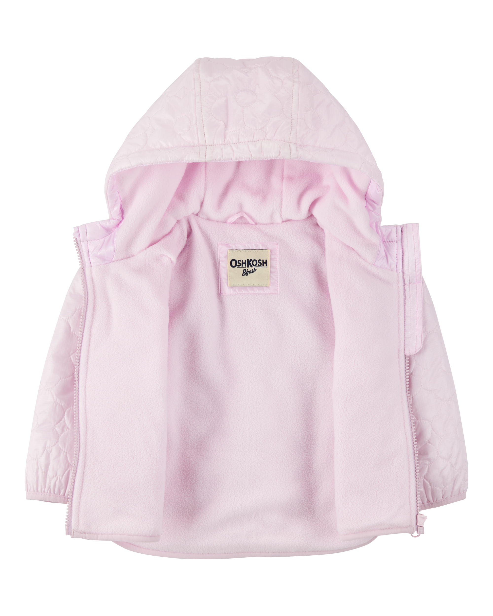 Baby Girl Floral Quilted Midweight Jacket - Pink, image 2 of 3 slides