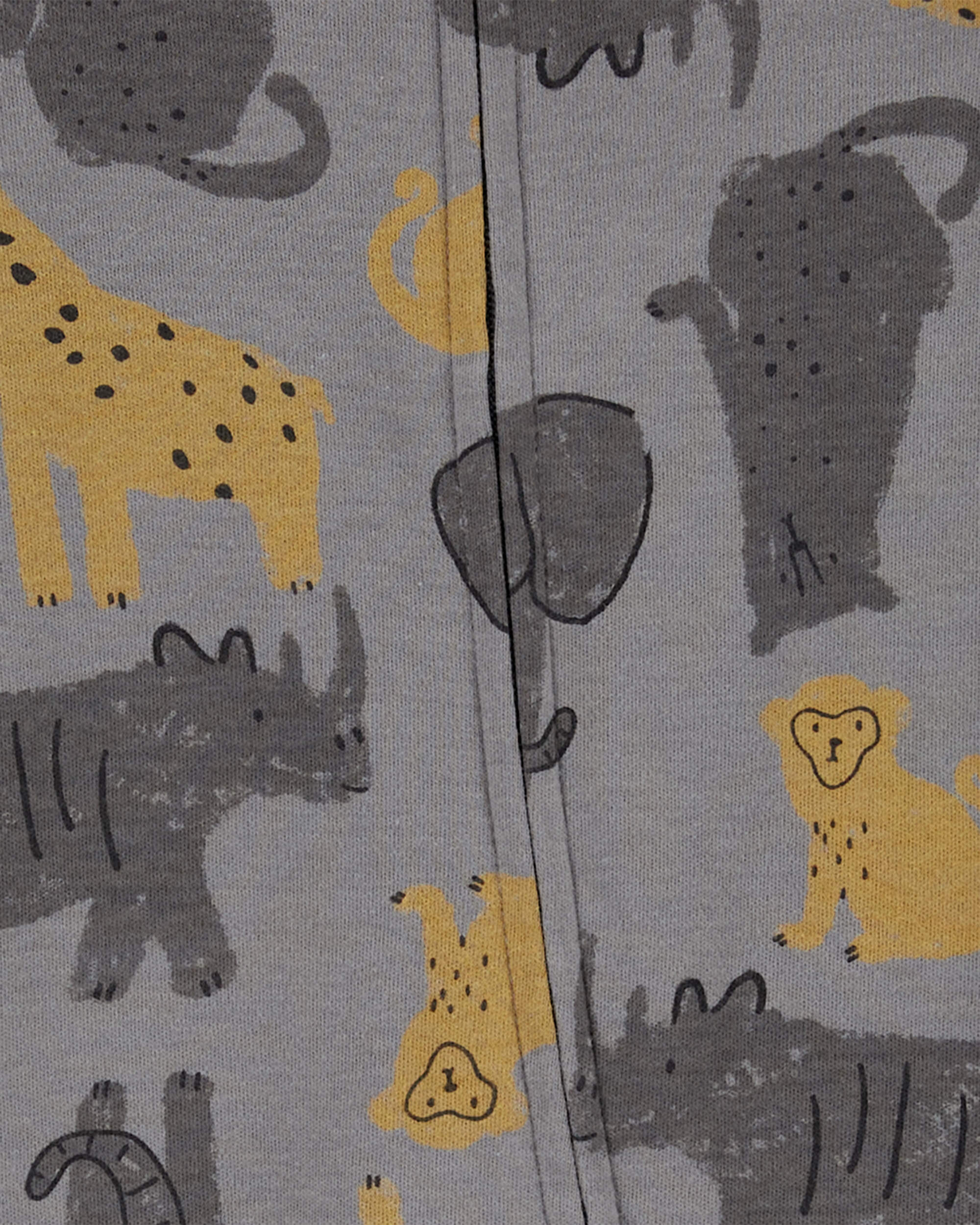 Baby Boy Safari Animal 2-Way Zip Sleep & Play Pajamas, image 2 of 3 slides