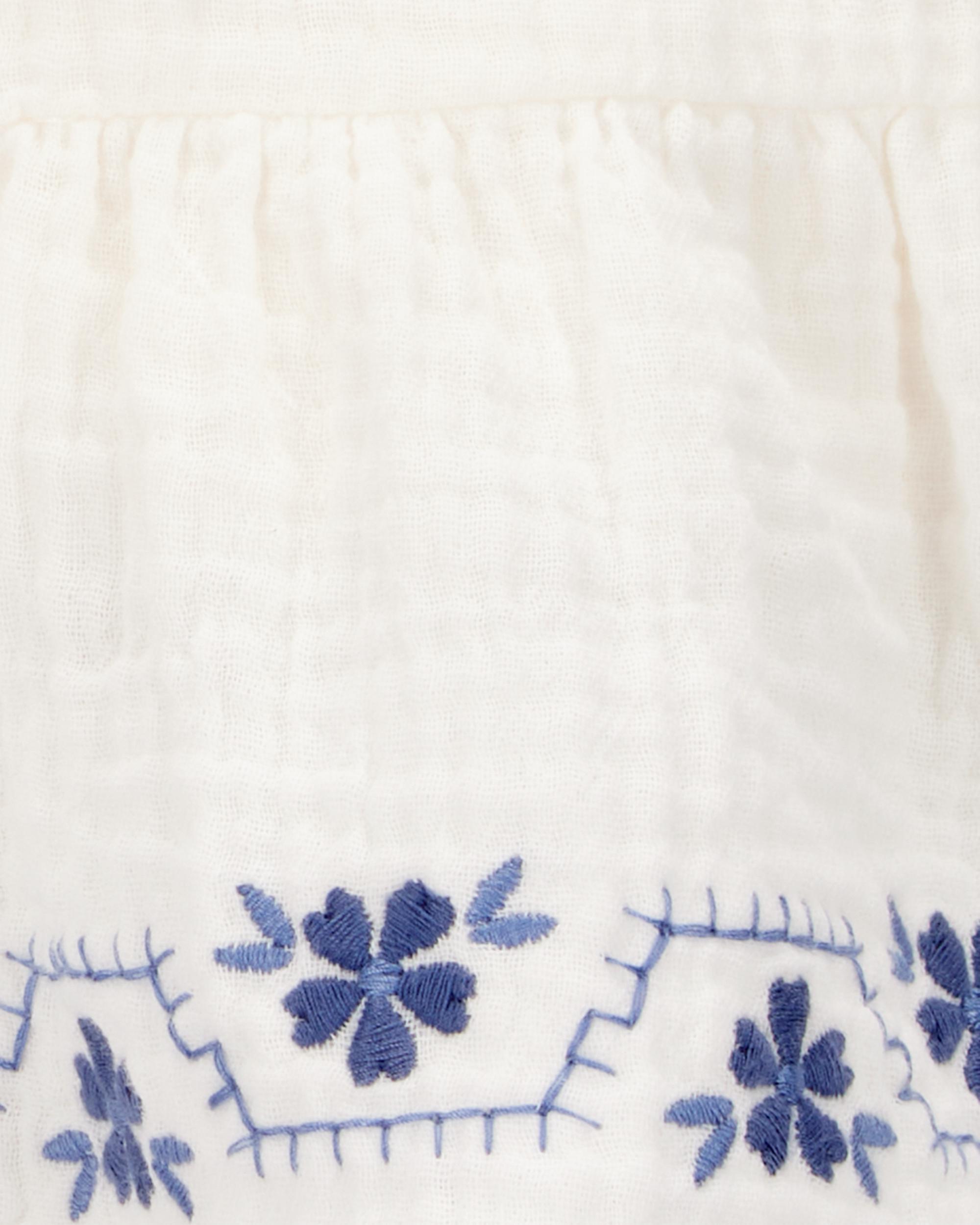 Toddler Floral Embroidered Gauze Skort - Ivory, image 5 of 6 slides