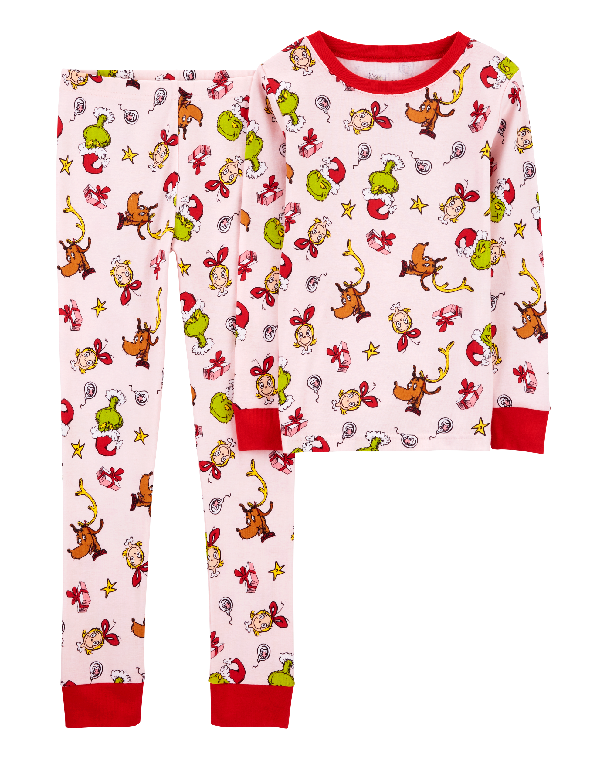 Kid 2-Piece Christmas Grinch 100% Snug Fit Cotton Pajamas, image 1 of 3 slides