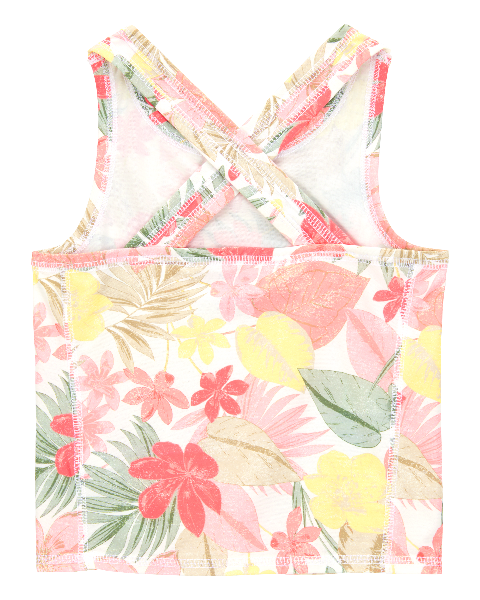 Kid 2-Piece Floral Active Racerback Tank & Flowy Layered Flip Short Set - Pink/Yellow, image 4 of 8 slides