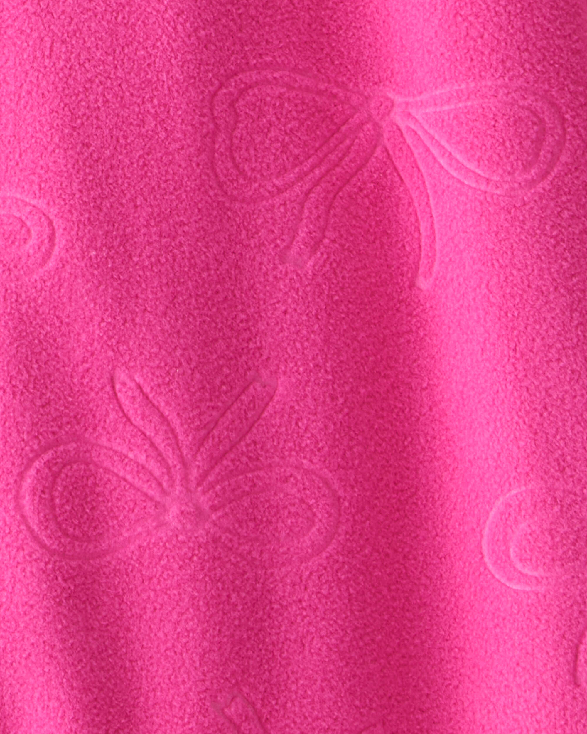 Baby Girl Bow Fleece Long-Sleeve 2-Way Zip 1-Piece Pajamas - Pink, image 3 of 4 slides