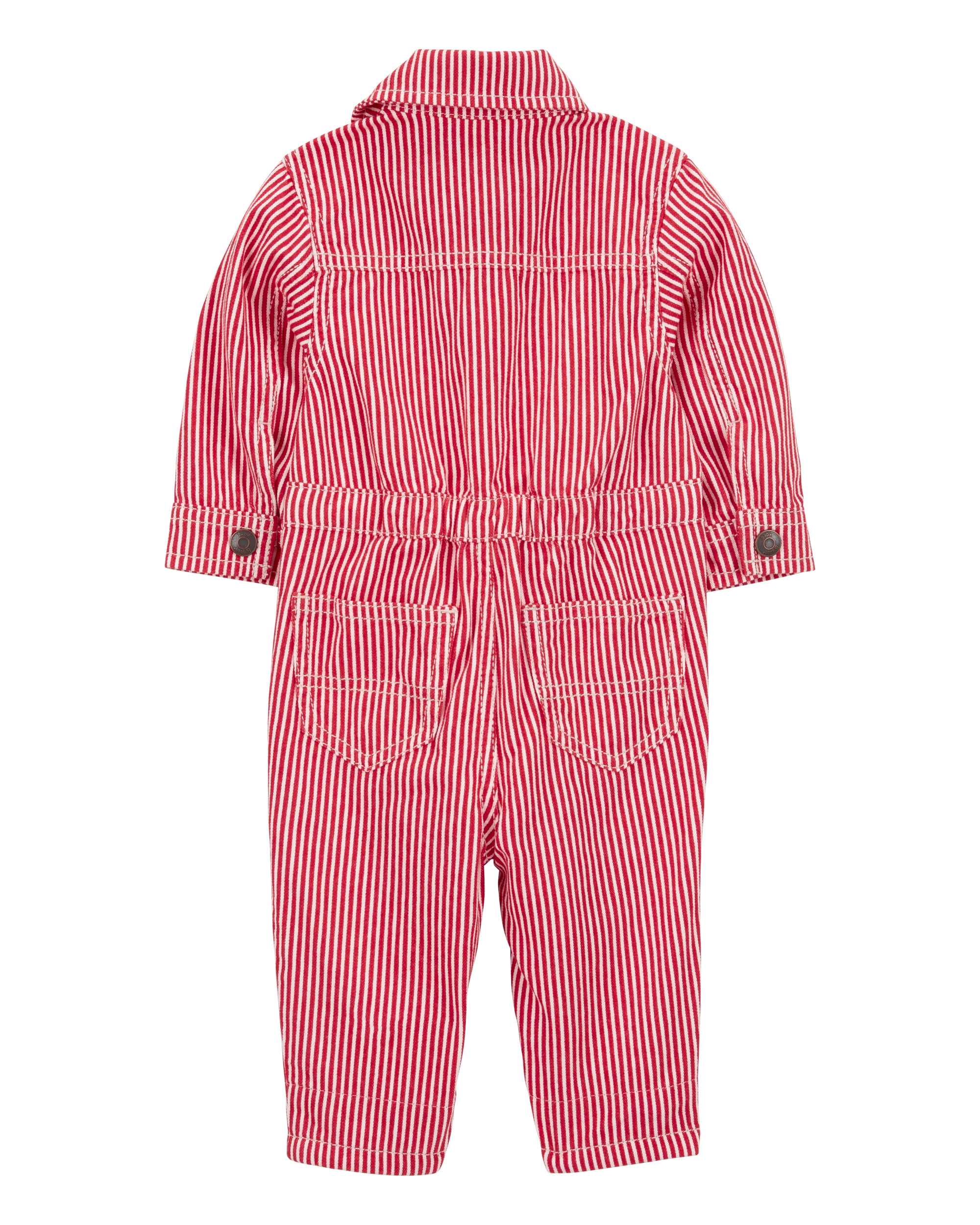 Red/White Baby Striped Button-Front Jumpsuit | carters.com