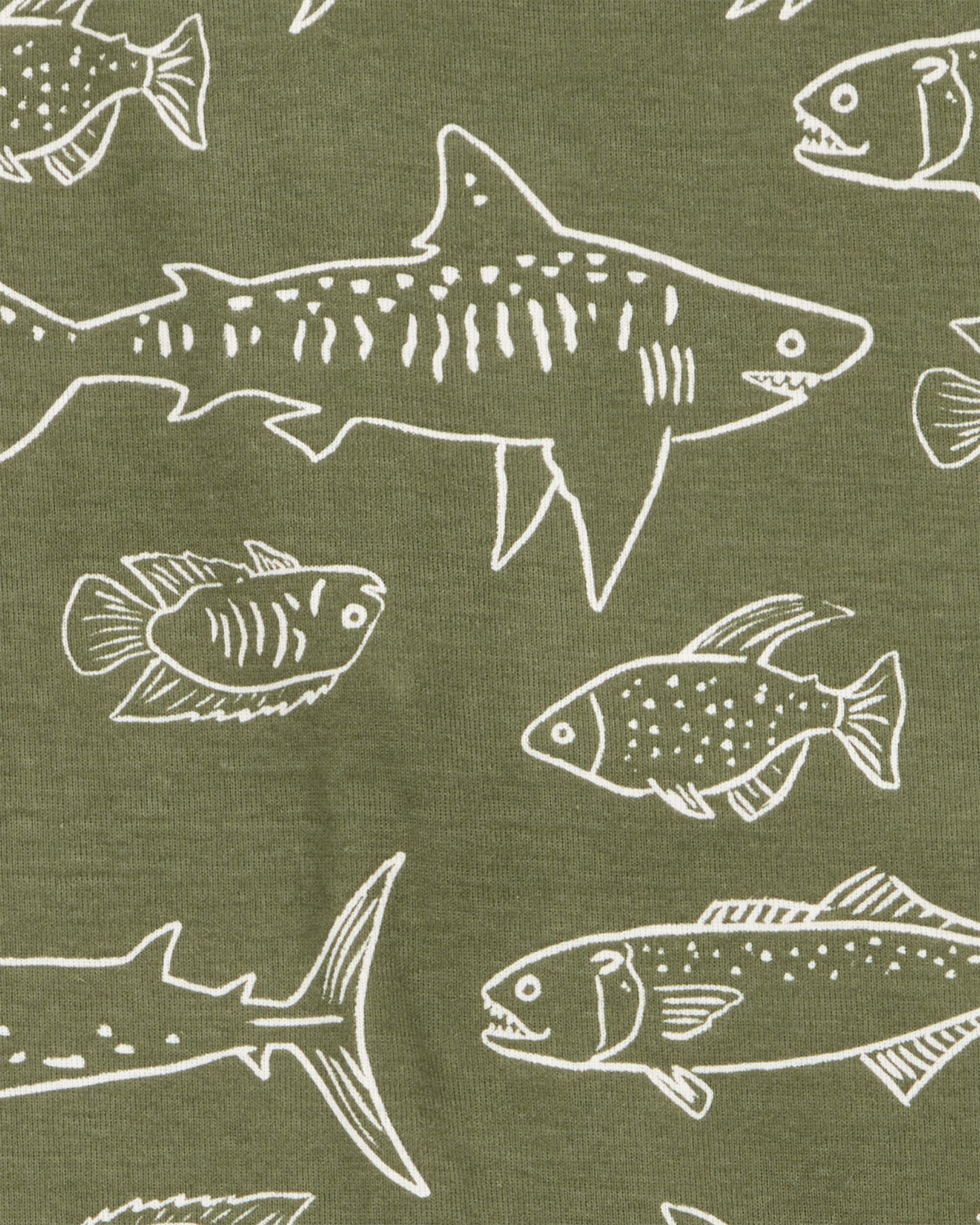 Kid Fish Print Snug Fit Cotton 4-Piece Pajamas, image 3 of 4 slides