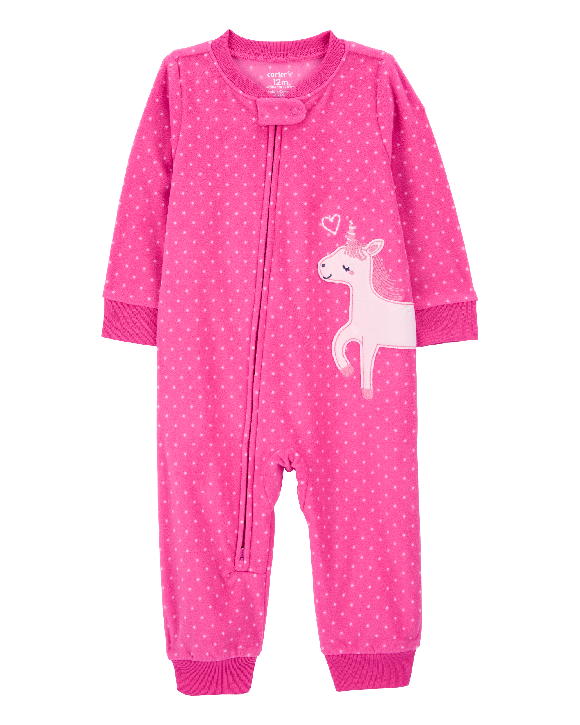 Toddler 1-Piece Unicorn Fleece Footless Pajamas, image 1 of 4 slides