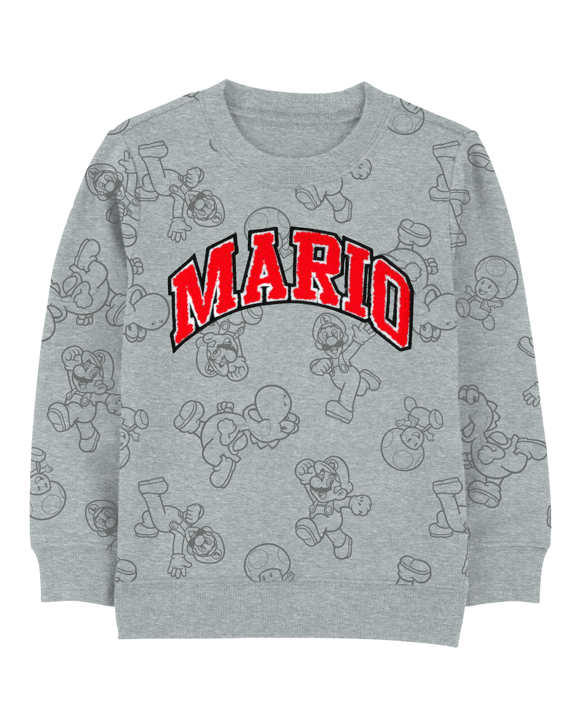 Kid Super Mario Bros Pullover - Grey, image 1 of 2 slides