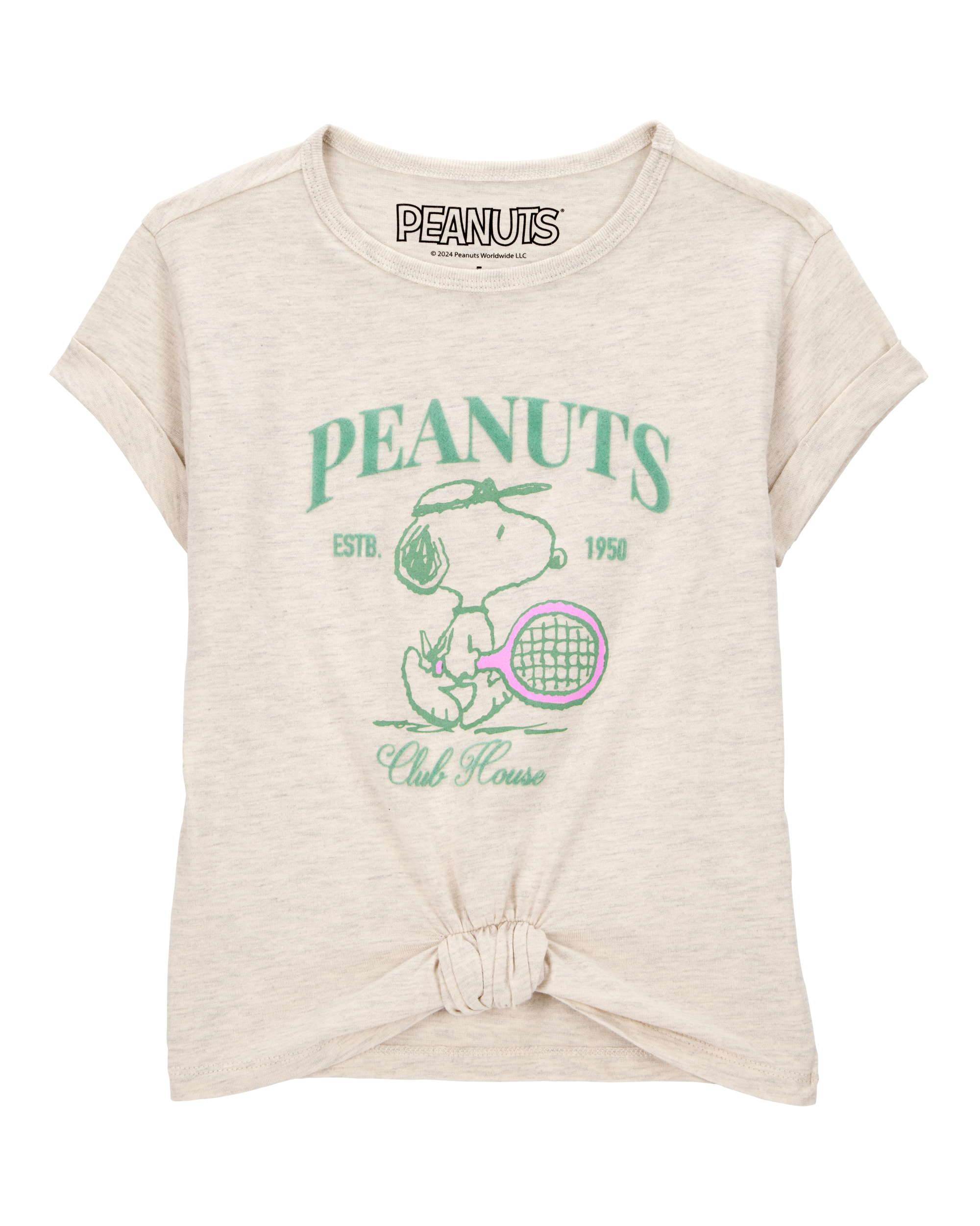 Kid Peanuts Tie Front Graphic Tee - Grey, image 1 of 2 slides