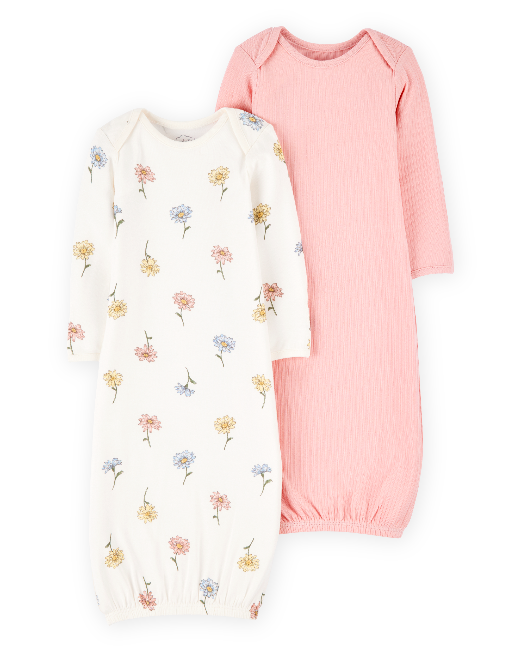Baby Girl 2-Pack PurelySoft Sleeper Gowns - Pink, image 1 of 7 slides