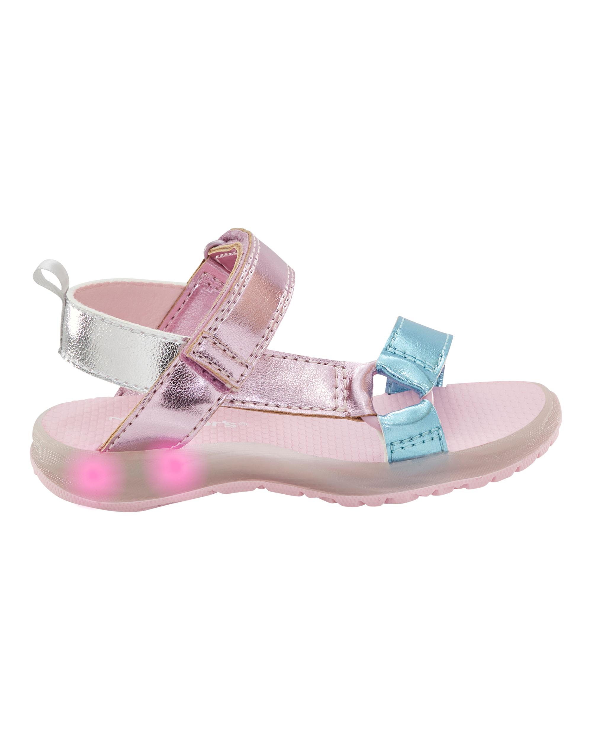 Toddler Light Up Metallic Sandals - Pink/Blue, image 2 of 8 slides