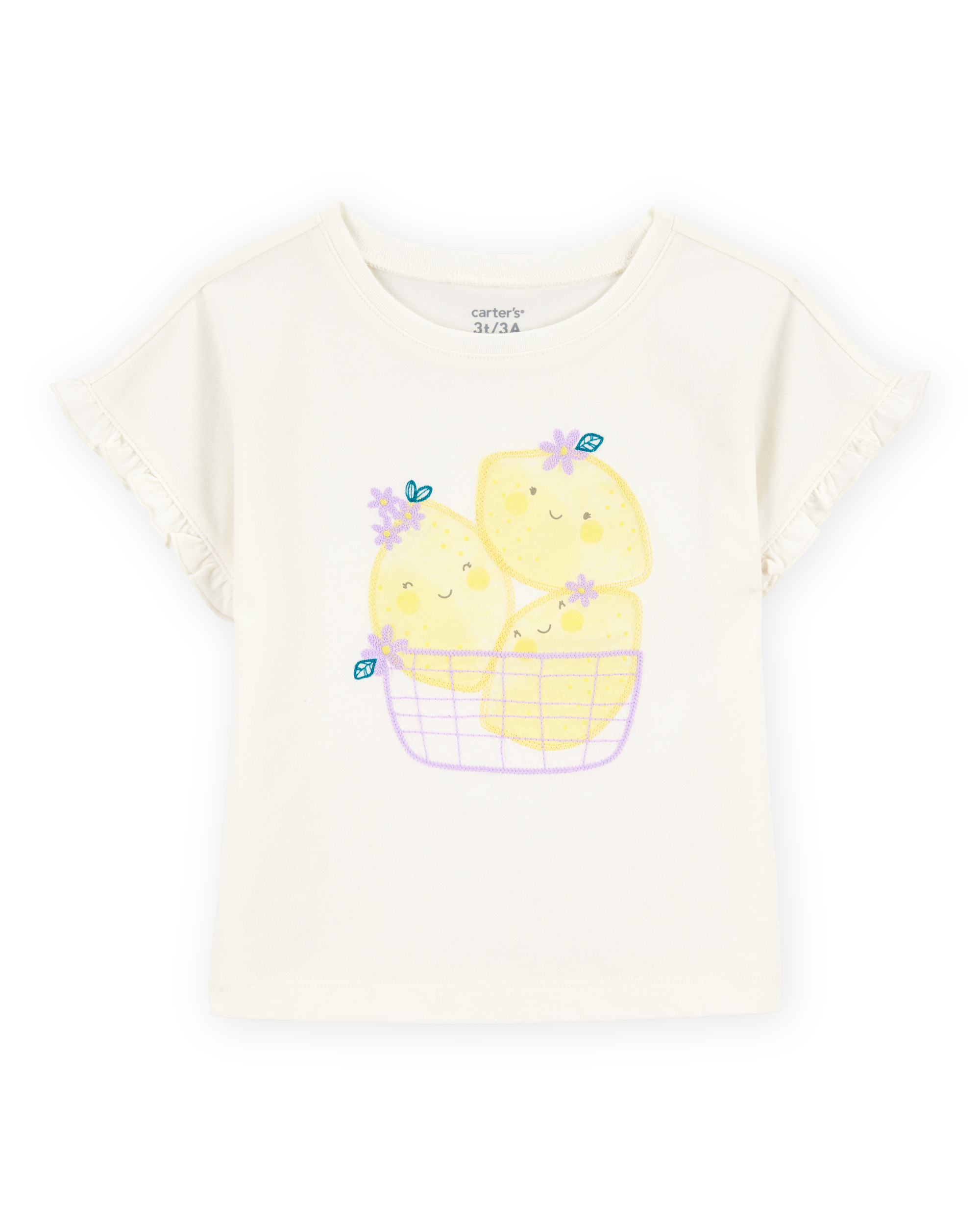 Toddler Short-Sleeve Lemon Fashion Top - Ivory, image 1 of 3 slides