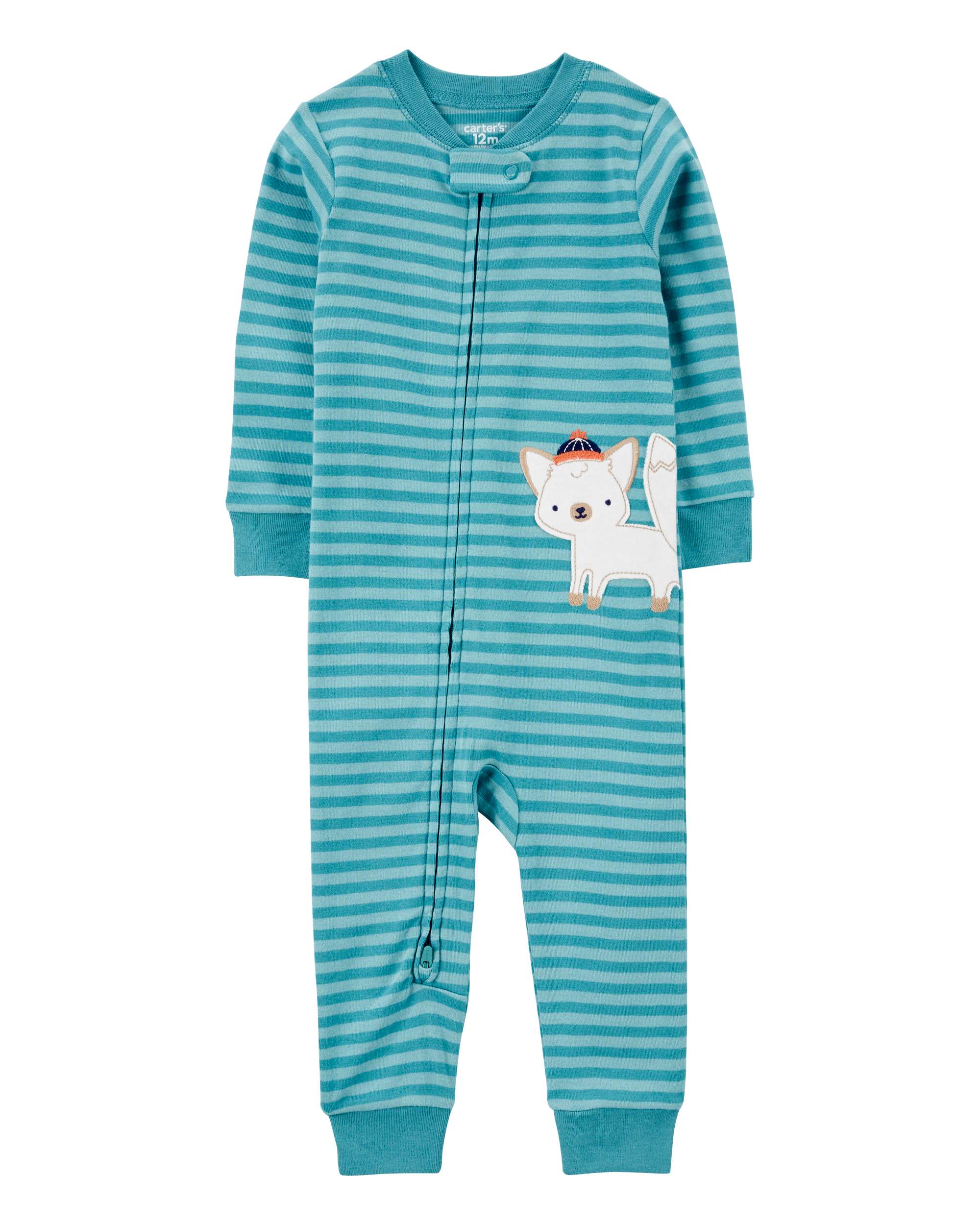 Baby Boy 1-Piece Fox Striped 100% Snug Fit Cotton Footless Pajamas, image 1 of 4 slides