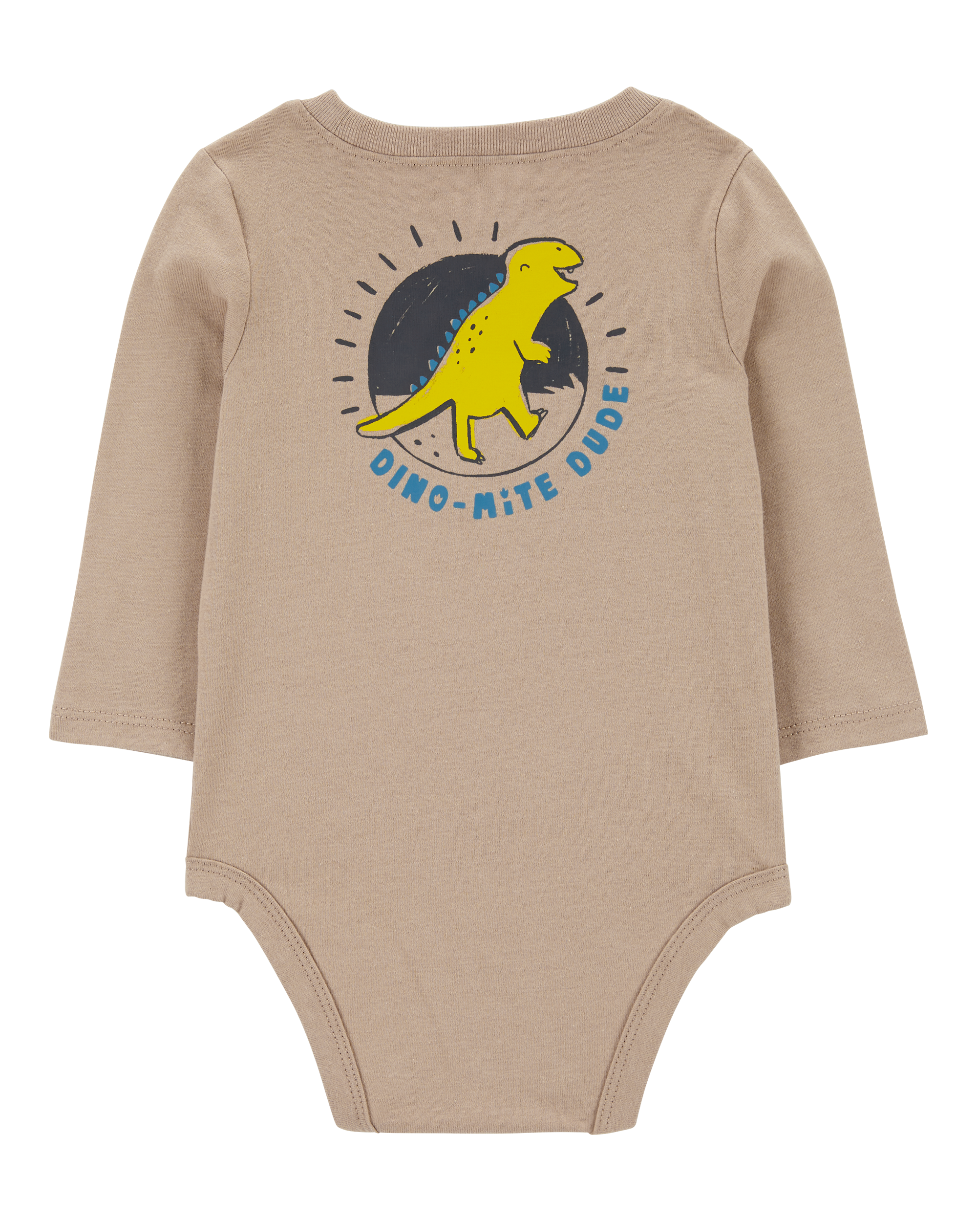Baby Dino-Mite Dude Dinosaur Long-Sleeve Bodysuit, image 2 of 5 slides