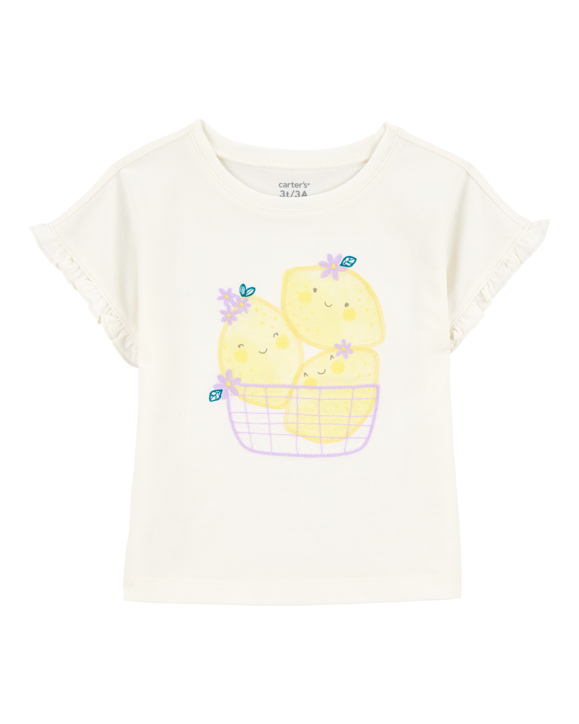 Baby Short-Sleeve Lemon Fashion Top - Ivory, image 1 of 3 slides