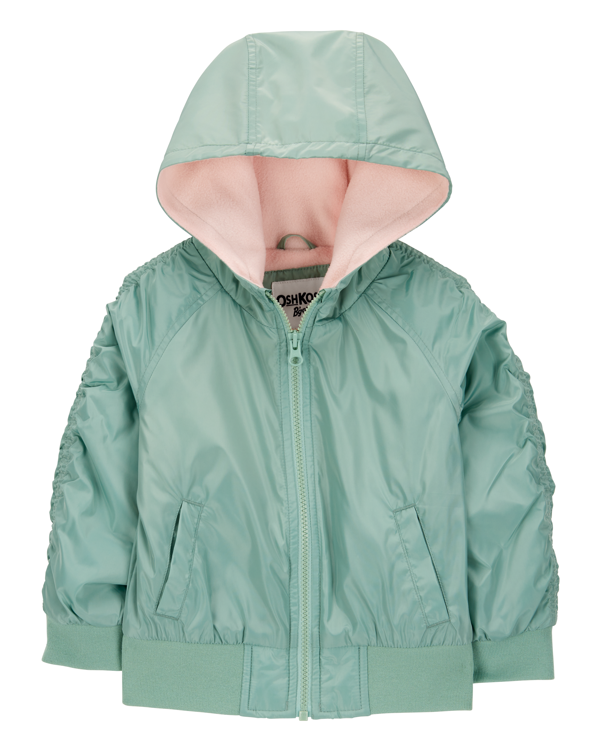 Toddler Girl Fleece-Lined Midweight Bomber Jacket - Green, image 1 of 3 slides