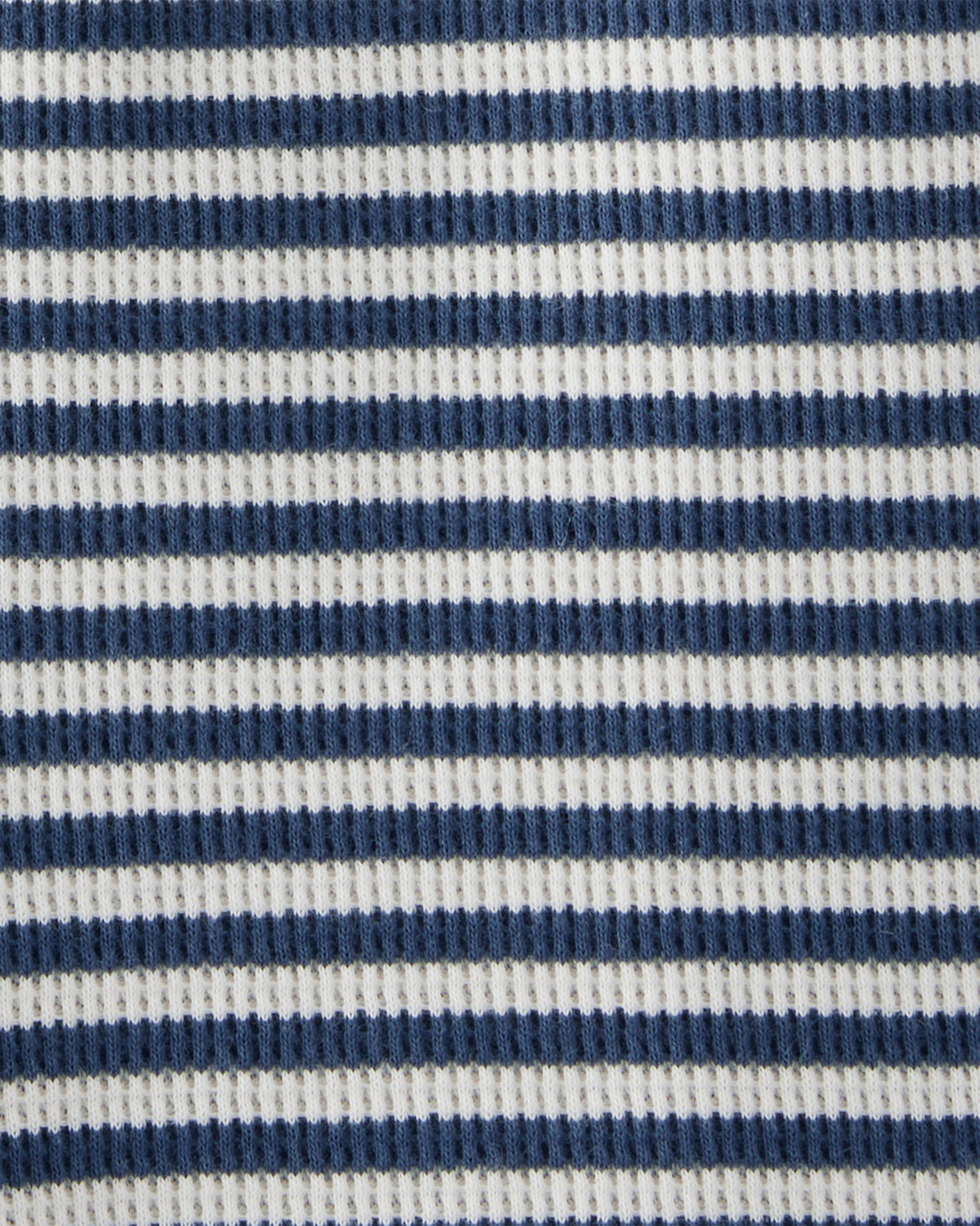 Baby Organic Cotton Waffle Knit Romper in Stripes, image 3 of 4 slides