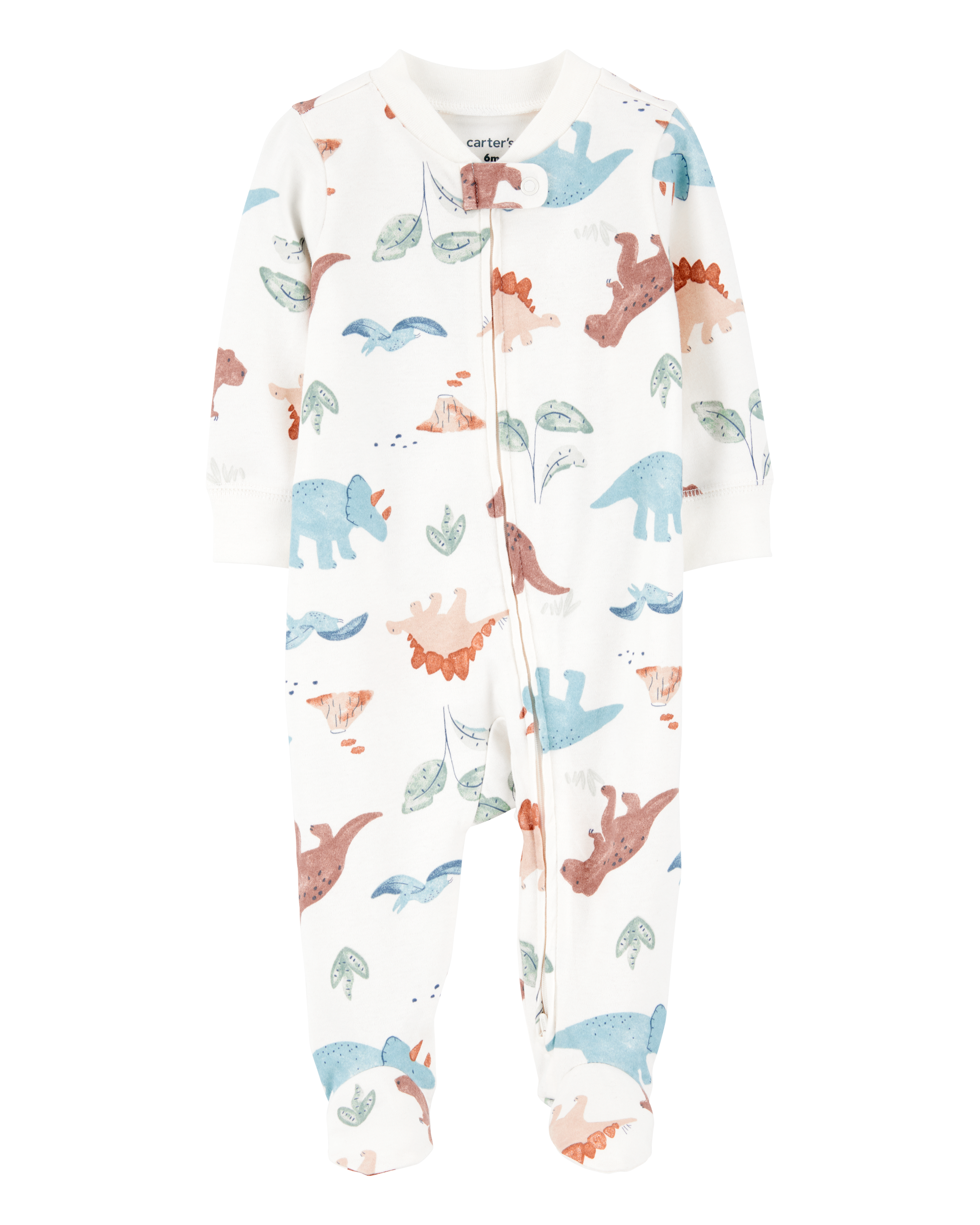 Baby Boy Dinosaur 2-Way Zip Cotton Sleep & Play Pajamas, image 1 of 3 slides