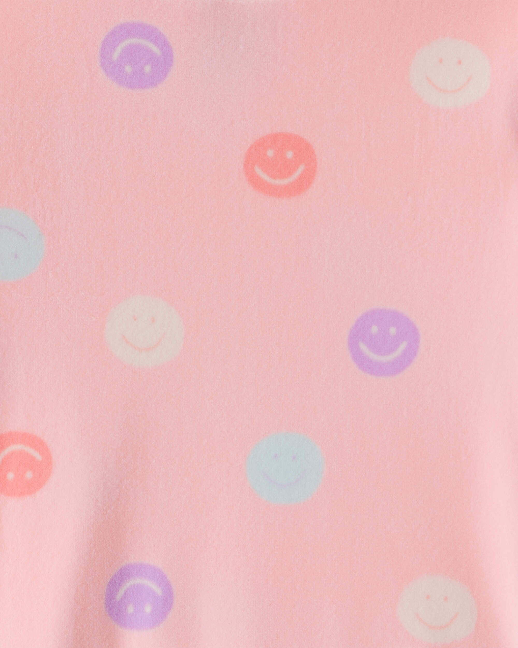 Toddler Girl Smiley Face Print Velour Long-Sleeve Snug Fit 2-Piece Pajamas - Pink, image 2 of 3 slides