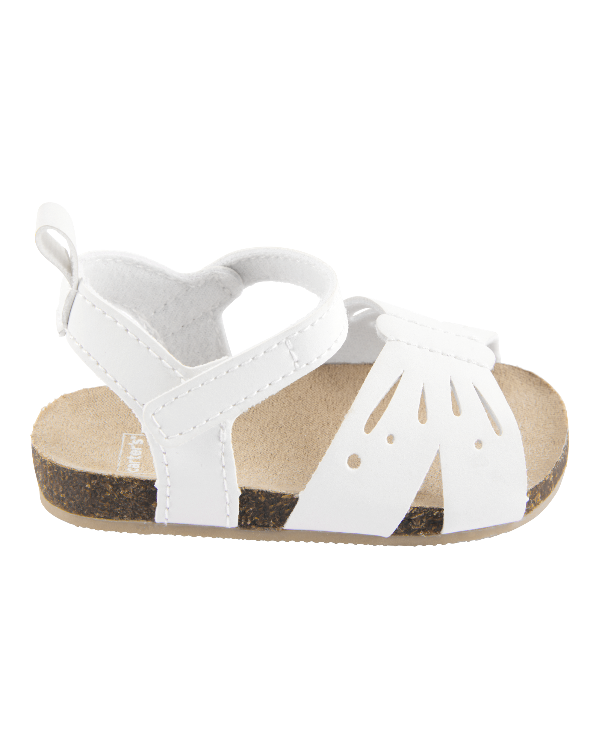 Baby Butterfly Faux Cork Sandals - White, image 2 of 7 slides